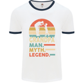 Grandpa Man Myth Legend Funny Fathers Day Mens Ringer T-Shirt White/Navy Blue