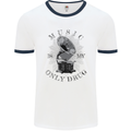 Music Is My Only Drug Funny DJ Vinyl Decks Mens White Ringer T-Shirt White/Navy Blue