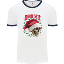 Jingle Hell Funny Christmas Skull Xmas Mens White Ringer T-Shirt White/Navy Blue