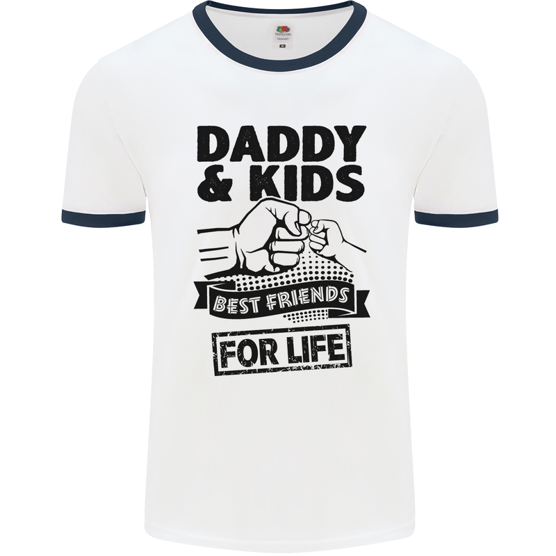 Daddy & Kids Best Friends Father's Day Mens White Ringer T-Shirt White/Navy Blue