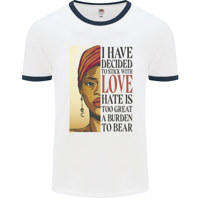 Stick With Love Black Lives Matter Mens Ringer T-Shirt White/Navy Blue