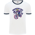 Cycling Mountain Bike Bicycle Cyclist MTB Mens White Ringer T-Shirt White/Navy Blue