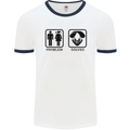 Problem Solved Skydive Freefall Paras Mens White Ringer T-Shirt White/Navy Blue