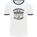 10th Wedding Anniversary 10 Year Funny Wife Mens Ringer T-Shirt White/Navy Blue