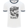 Skydiving Extreme Sports Skydiver Freefall Mens White Ringer T-Shirt White/Navy Blue