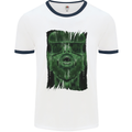 VR Man Virtual Reality Gaming Gamer Mens White Ringer T-Shirt White/Navy Blue