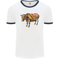 A Steampunk Bull Mens White Ringer T-Shirt White/Navy Blue