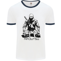 Ninjitsu A Ninja MMA Mixed Martial Arts Mens White Ringer T-Shirt White/Navy Blue