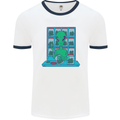 Funny Alien Drug Dealer Weed Mens White Ringer T-Shirt White/Navy Blue