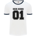 Her King Funny Valentines Day Mens Ringer T-Shirt White/Navy Blue