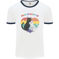 LGBT Proud Couple Funny Gay Cats Mens White Ringer T-Shirt White/Navy Blue