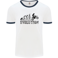 Evolution of Motorcycle Motorbike Biker Mens White Ringer T-Shirt White/Navy Blue