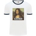 Mona Lisa Parody Monday Lisa Mens White Ringer T-Shirt White/Navy Blue
