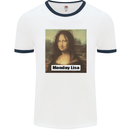 Mona Lisa Parody Monday Lisa Mens White Ringer T-Shirt White/Navy Blue
