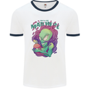 All Mad Here Alien Magic Mushrooms Mens Ringer T-Shirt White/Navy Blue