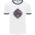 Non Nobis St. George Mens White Ringer T-Shirt White/Navy Blue