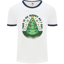 Bah Humbug Christmas Tree Funny Mens White Ringer T-Shirt White/Navy Blue