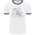 Microscope Biology Science Mens White Ringer T-Shirt White/Navy Blue