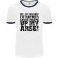 Sell My Caravan? Caravanning Funny Holiday Mens White Ringer T-Shirt White/Navy Blue