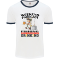 Fishing Fisherman Forecast Alcohol Beer Mens White Ringer T-Shirt White/Navy Blue