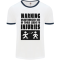 Warning Tools DIY Tradesman Carpenter Mens White Ringer T-Shirt White/Navy Blue