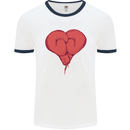 Heart Boxing Gloves Boxer MMA Muay Thai Mens White Ringer T-Shirt White/Navy Blue