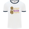 Doodles Girls Best Friend Goldendoodle Dog Mens Ringer T-Shirt White/Navy Blue