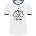 Imagine Its Not a Dream World Peace Hippy Mens White Ringer T-Shirt White/Navy Blue