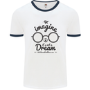 Imagine Its Not a Dream World Peace Hippy Mens White Ringer T-Shirt White/Navy Blue