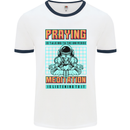 Praying and Meditation Space Universe Yoga Mens White Ringer T-Shirt White/Navy Blue