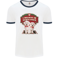 Christmas Maltese Funny Santa Paws Xmas Mens White Ringer T-Shirt White/Navy Blue