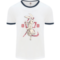 Chinese Zodiac Shengxiao Year of the Rabbit Mens White Ringer T-Shirt White/Navy Blue