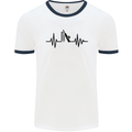 Cricket Pulse Cricketer Cricketing ECG Mens White Ringer T-Shirt White/Navy Blue
