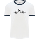 Cricket Pulse Cricketer Cricketing ECG Mens White Ringer T-Shirt White/Navy Blue
