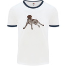German Shorthaired Pointer Dog Mens Ringer T-Shirt White/Navy Blue
