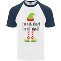 I'm Not Short I'm Elf Sized Funny Christmas Mens S/S Baseball T-Shirt White/Navy Blue