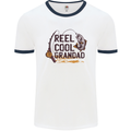 Reel Cool Grandad Funny Fishing Fisherman Mens White Ringer T-Shirt White/Navy Blue