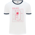 Retro Arcade Game Cabinet Gaming Gamer Mens White Ringer T-Shirt White/Navy Blue