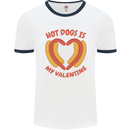 Hot Dog Anti Valentines Day Single Funny Mens Ringer T-Shirt White/Navy Blue