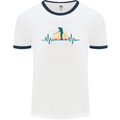 Golf Heartbeat Pulse Mens White Ringer T-Shirt White/Navy Blue