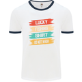 Lucky Fishing Shirt Fisherman Funny Mens White Ringer T-Shirt White/Navy Blue