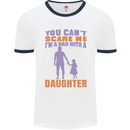 Dad With a Daughter Funny Fathers Day Mens Ringer T-Shirt White/Navy Blue