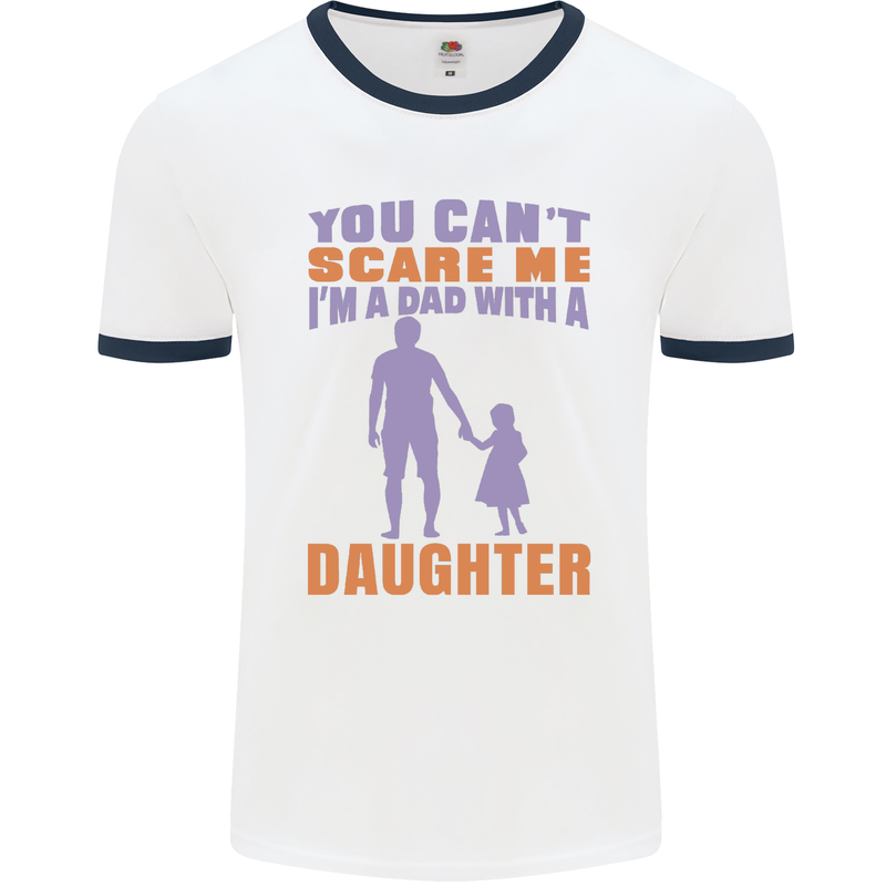 Dad With a Daughter Funny Fathers Day Mens Ringer T-Shirt White/Navy Blue