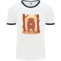 A Highland Cow Mens White Ringer T-Shirt White/Navy Blue