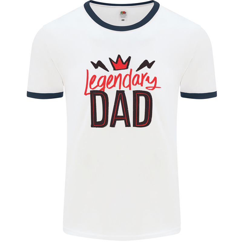 Legendary Dad Fathers Day Mens Ringer T-Shirt White/Navy Blue