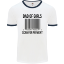 Dad of Girls Scan For Payment Father's Day Mens White Ringer T-Shirt White/Navy Blue