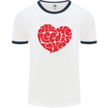 All You Need Is Love Heart Peace Mens White Ringer T-Shirt White/Navy Blue