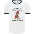 I Have Selective Hearing Sarcasm Slogan Mens White Ringer T-Shirt White/Navy Blue