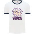 Funny Halloween Alcohol Vodka Spirit Ghost Mens White Ringer T-Shirt White/Navy Blue