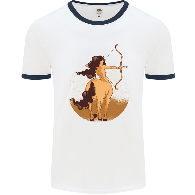 Sagittarius Woman Zodiac Star Sign Mens Ringer T-Shirt White/Navy Blue